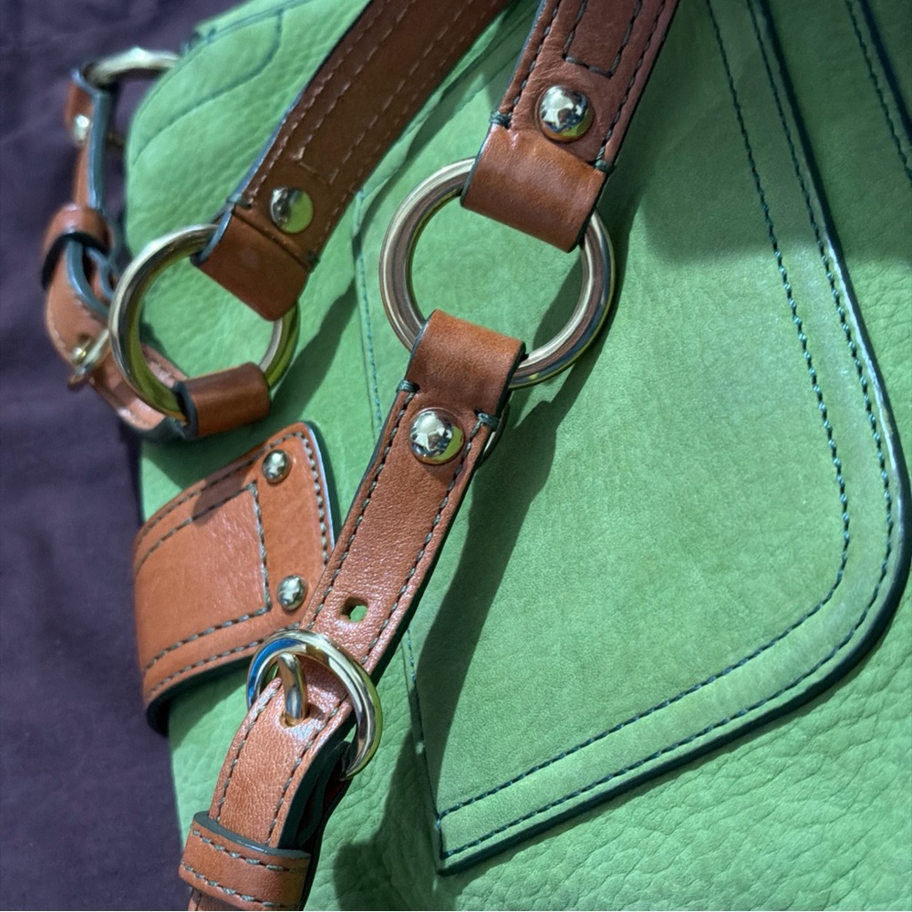 COACH Vintage Chelsea Fern Green Suede Shoulder Bag Y2K 2005 - Picture 11 of 15